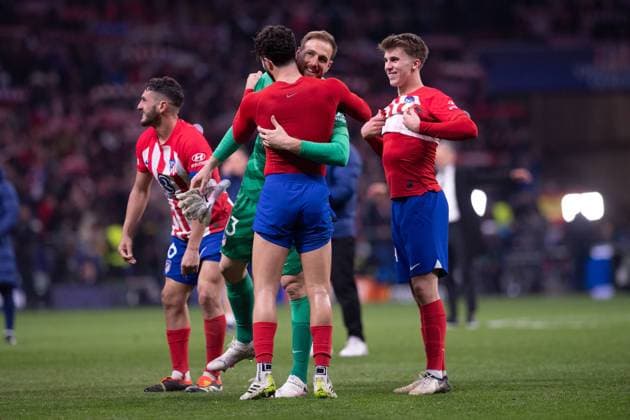 UEFA Champions League Round of 16 second leg match Atletico Madrid vs FC Inter played at Civitas Metropolitano Stadium in Madrid, SPAIN - 13 03 2024 Atletico de Madrid team celebrates win the match 900 Cordon Press  900 CordonxPress LOF - UEFA Champions League Atletico de Madrid vs Inter