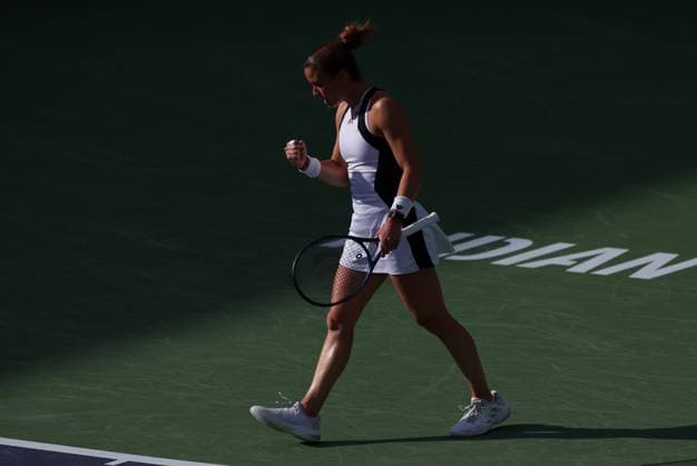 Maria Sakkari of Greece celebrates BNP Paribas Open, Tennis, Day 8, Indian Wells Tennis Garden, California, USA - 13 Mar 2024  Copyright: xEllaxLing Shutterstockx 14386171bo