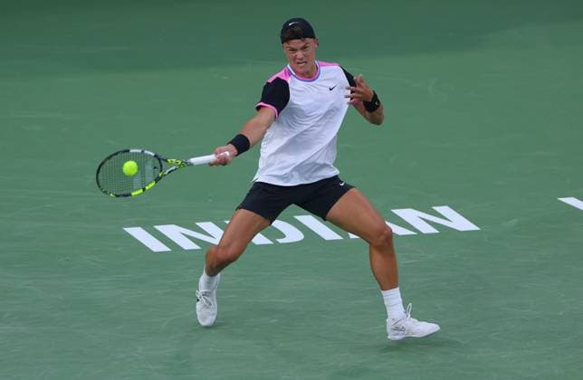 Holger Rune of Denmark in action BNP Paribas Open, Tennis, Day 8, Indian Wells Tennis Garden, California, USA - 13 Mar 2024  Copyright: xEllaxLing Shutterstockx 14386171du