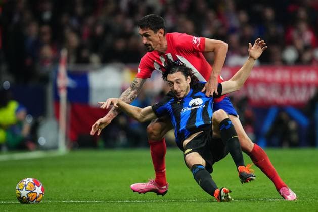 ESP: Atletico de Madrid v Inter Milan. UEFA Champions League match. Round of 16. Rodrigo de Paul of Atletico de Madrid and Matteo Darmian of Inter Milan during the UEFA Champions League match, Round of 16, second leg, between Atletico de Madrid and Inter Milan played at Civitas Metropolitano Stadium on March 13, 2024 in Madrid Spain. kpng Copyright: xBaguxBlancox xPRESSINPHOTOx PS_240313_1763