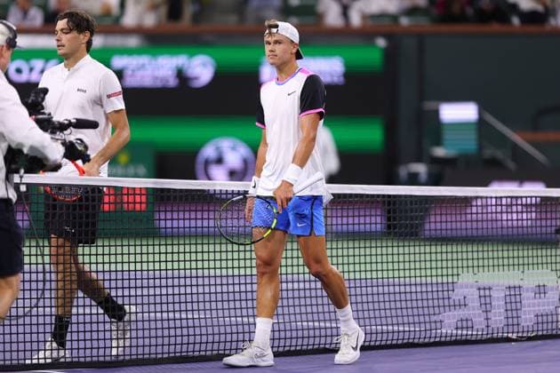 Holger Rune (Den) with Taylor Fritz TENNIS : Indian Wells 2024 - 13 03 2024 AntoineCouvercelle Panoramic 