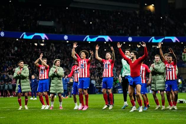 Atletico Madrid v FC Internazionale: Round of 16 Second Leg - UEFA Champions League 2023 24 Atletico players celebrate victory after the UEFA Champions League 2023 24 round of 16 second leg match between AtlÃ tico Madrid and FC Internazionale at Civitas Metropolitano Stadium on March 13, 2024 in Madrid, Spain. Madrid Spain  Copyright: xJosexBretonx originalFilename:breton-atletico240313_npWWt.jpg