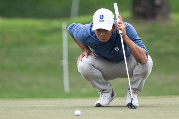 (240314) -- MACAO, March 14, 2024 -- Kho Taichi of China s Hong Kong reacts during the round 1 match at the International Series Macao of golf tournament in south China s Macao, March 14, 2024. ) (SP)CHINA-MACAO-GOLF-INTERNATIONAL SERIES MACAO CheongxKamxKa 
