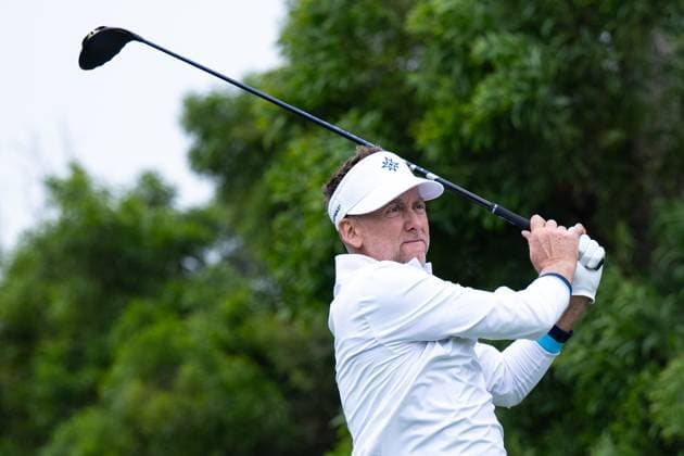 (240314) -- MACAO, March 14, 2024 -- Ian Poulter of England competes during the round 1 match at the International Series Macao of golf tournament in south China s Macao, March 14, 2024. ) (SP)CHINA-MACAO-GOLF-INTERNATIONAL SERIES MACAO CheongxKamxKa 