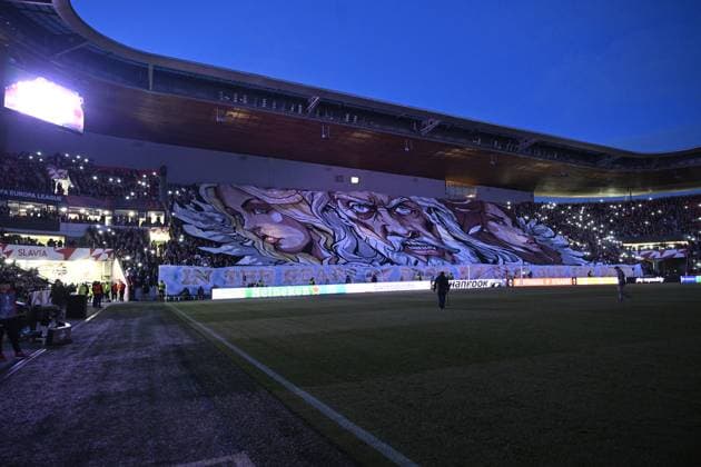 Fortuna Arena in Prague before the Slavia Praha vs AC Milan football return match of the Europa League semi-final on March 14, 2024, Prague, Czech Republic. (CTKxPhoto KaterinaxSulova) CTKPhotoP2024031407120  CTKPhotoP2024031407120