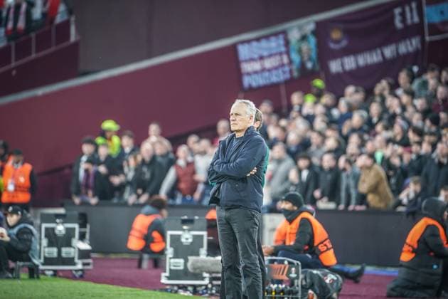 Soccer UEFA Europa League 2023 2024, Round of 16, West Ham United SC Freiburg, London Olympic Stadium Freiburg coach Christian Streich London Olympic Stadium England Copyright: xJoeranxSteinsiekx