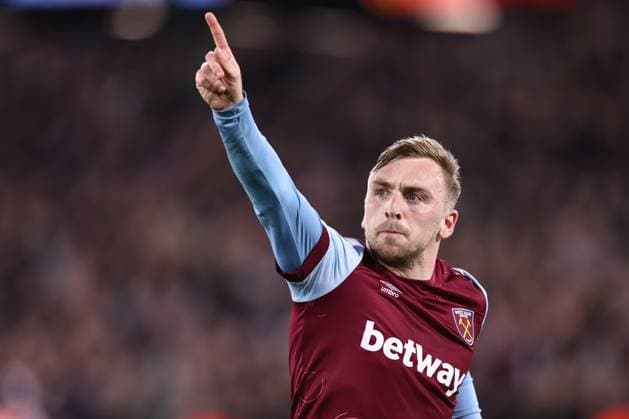 West Ham United gegen SC Freiburg 14. März 2024, London UEFA Europa League, Achtelfinale, Rückspiel West Ham United gegen SC Freiburg Jarrod Bowen von West Ham feiert sein zweites Tor Foto Jacques Feeney Offside London UK  Copyright: xJacquesxFeeneyx xOffsidexOffside