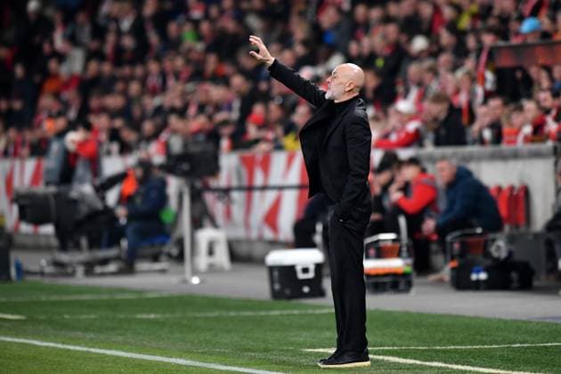 March 14, 2024, Prague, Czech Republic: STEFANO PIOLI coach of AC Milan at Eden Stadion during Round of 16, 2st leg, of the UEFA Europa League, at March 14, 2024, in Prague in the Czech Republic. Prague Czech Republic - ZUMAr156 20240314_aap_r156_004 Copyright: xSlavekxRutax