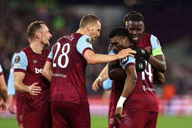 Mohammed Kudus of West Ham United celebrates after scoring a goal (5-0) West Ham United v Freiburg, UEFA Europa League, Round of 16, Second Leg, Football, London Stadium, London, UK - 14 Mar 2024 EDITORIAL USE ONLY No use with unauthorised audio, video, data, fixture lists, club league logos or live services. Online in-match use limited to 120 images, no video emulation. No use in betting, games or single club league player publications. Copyright: xSimonxDael Shutterstockx 14385551as
