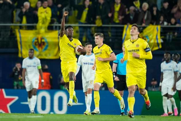 Villarreal CF v Olympique Marseille: Round of 16 Second Leg - UEFA Europa League 2023 24 Yerson Mosquera centre-back of Villarreal and Colombia celebrates after scoring his sides first goal during the UEFA Europa League 2023 24 round of 16 second leg match between Villarreal CF and Olympique Marseille at Estadio de la Ceramica on March 14, 2024 in Villarreal, Spain. Villarreal Castellon Spain  Copyright: xJosexBretonx originalFilename:breton-villarre240314_npLRH.jpg