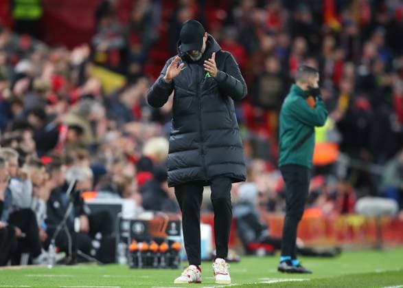 UEFA Europa League Liverpool v Sparta Prague Jürgen Klopp manger of Liverpool reacts, during the UEFA Europa League match Liverpool vs Sparta Prague at Anfield, Liverpool, United Kingdom, 14th March 2024 (Photo by Gareth Evans News Images) Liverpool Anfield Merseyside United Kingdom Copyright: xGarethxEvans NewsxImagesx