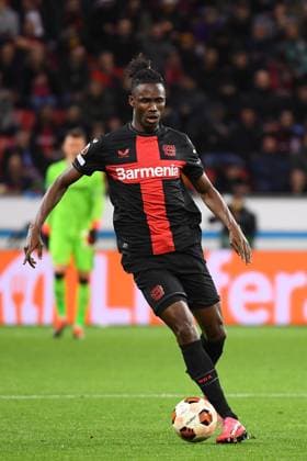LEVERKUSEN, GERMANY - 14.03.24: Odilon Kossounou, The match of match UEFA Europa League Bayer 04 Leverkusen vs Qarabag FK at Bayarena  Copyright: xVITALIIxKLIUIEVx