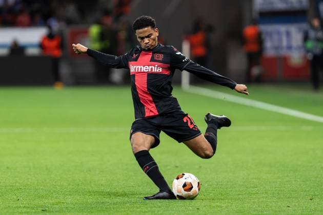 GER, UEFA Europa League Bayer 04 Leverkusen vs QarabaÄü AÄüdam Qarabag Agdam 14 03 2024, BayArena, Leverkusen, GER, UEFA Europa League Bayer 04 Leverkusen vs QarabaÄü AÄüdam Qarabag Agdam In the picture Amine Adli Bayer 04 Leverkusen, 21 single action whole body whole body ball on foot nordphotoxGmbHxx xChristianxSchulze nph000300