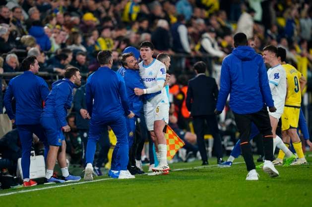 ESP: Villarreal CF and Olympique Marseille. UEFA Champions League match. Round of 16. Leonardo Balerdi of Olympique Marseille celebrates goal during the UEFA Europa League match, Round of 16, second leg, between Villarreal CF and Olympique Marseille played at La Ceramica Stadium on March 14, 2024 in Villarreal, Spain. kpng Copyright: xSergioxRuizx xPRESSINPHOTOx PS_240314_656