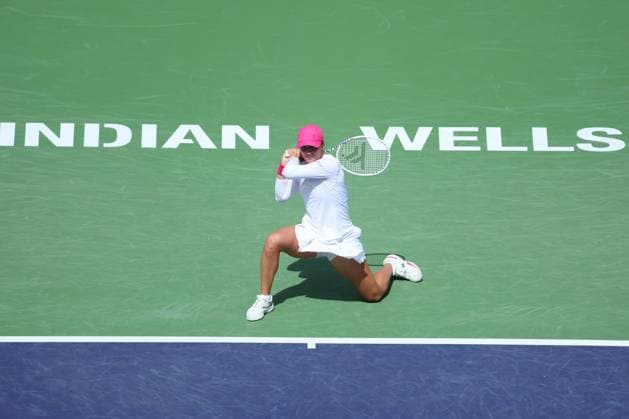 Iga Swiatek (Pol) defeated Caroline Wozniacki TENNIS : Indian Wells 2024 - 14 03 2024 AntoineCouvercelle Panoramic 