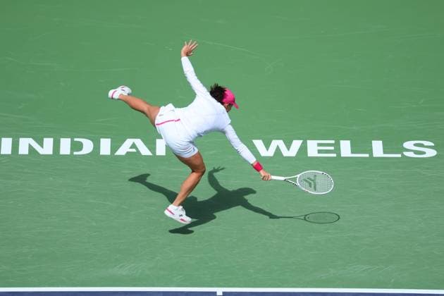 Iga Swiatek (Pol) defeated Caroline Wozniacki TENNIS : Indian Wells 2024 - 14 03 2024 AntoineCouvercelle Panoramic 
