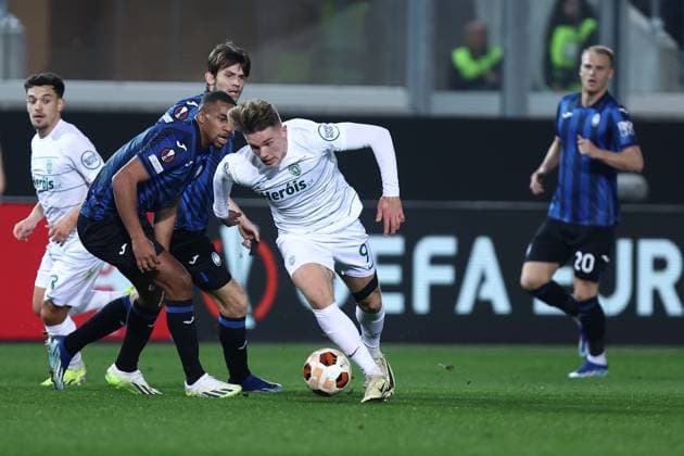 Atalanta Bc - Sporting Clube de Portugal Viktor Gyokeres of Sporting Clube de Portugal in action during the UEFA Europa League 2023 24 round of 16 second leg match beetween Atalanta Bc and Sporting Clube de Portugal at Gewiss Stadium on March 14, 2024 in Bergamo, Italy . Bergamo Gewiss Stadium Italy Copyright: xMarcoxCanonierox