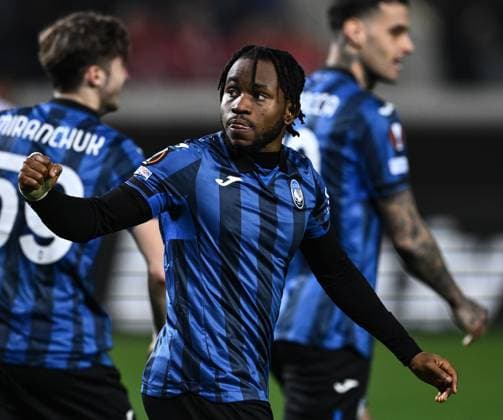 Mg Bergamo 14 03 2024 - Europa League Atalanta-Sporting Lisbona foto Matteo Gribaudi Image nella foto: esultanza gol Ademola Lookman 