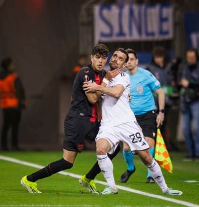 Leverkusen, Germany 14th Mar 2024 Piero Hincapie Leverkusen Marko Vesovic Qarabag Bayer Leverkusen Qarabag Agdam 14 03 2024