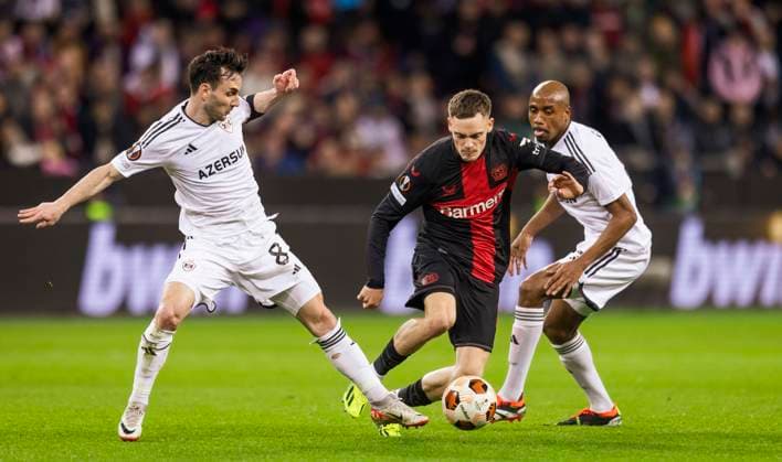 Leverkusen, Germany 14th Mar 2024 Florian Wirtz Leverkusen Marko Jankovic Qarabag , Julio Romao Qarabag Bayer Leverkusen Qarabag Agdam 14 03 2024