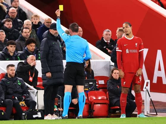 Liverpool FC v AC Sparta Prague Liverpool Manager Jurgen Klopp receives a yellow card off Referee Artur Manuel Soares Dias during the Liverpool FC v AC Sparta Prague Last 16, 2nd Leg UEFA Europa League match at Anfield, Liverpool, England, United Kingdom on 14 March 2024 Editorial use only. All images are copyright Every Second Media Limited. No images may be reproduced without prior permission. Copyright: xIMAGO EveryxSecondxMediax ESM-0951-0091