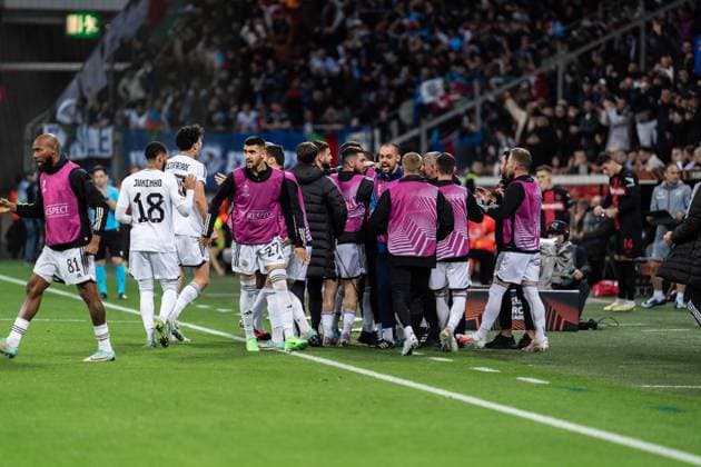 GER, UEFA Europa League Bayer 04 Leverkusen vs QarabaÄü AÄüdam Qarabag Agdam 14 03 2024, BayArena, Leverkusen, GER, UEFA Europa League Bayer 04 Leverkusen vs QarabaÄü AÄüdam Qarabag Agdam In the picture Goal celebrations over the goal for 0 1 by Abdellah Zoubir QarabaÄü AÄüdam Qarabag Agdam, 10 nordphotoxGmbHxx xChristianxSchulze nph000300
