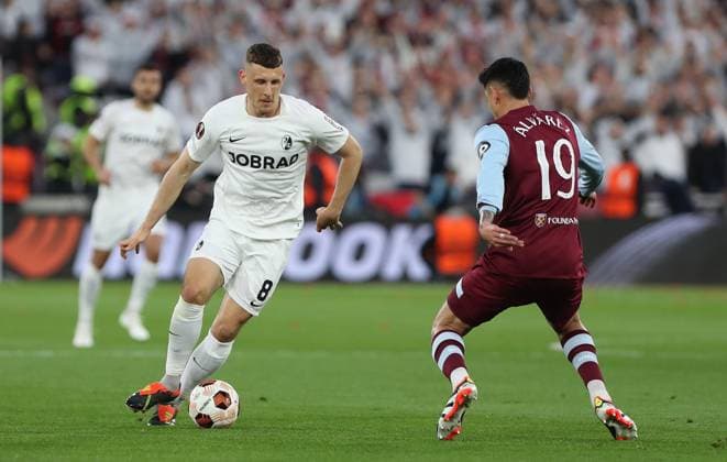 . - West Ham United v SC Freiburg, UEFA Europa League, Round Of 16, 2nd Leg, London Stadium, London, UK - 14th March 2024. Maximilian Eggestein of SC Freiburg. - West Ham United v SC Freiburg, UEFA Europa League, Round Of 16, 2nd Leg, London Stadium, London, UK - 14th March 2024. London London Stadium UK Copyright: xDanxWeirx CP_West_Ham_SC_Freiburg_29
