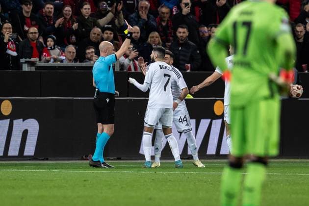GER, UEFA Europa League Bayer 04 Leverkusen vs QarabaÄü AÄüdam Qarabag Agdam 14 03 2024, BayArena, Leverkusen, GER, UEFA Europa League Bayer 04 Leverkusen vs QarabaÄü AÄüdam Qarabag Agdam In the picture red card for Elvin Cafarquliyev QarabaÄü AÄüdam Qarabag Agdam, 44 nordphotoxGmbHxx xChristianxSchulze nph000300