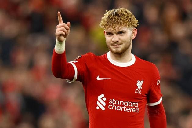 Liverpool, England, 14th March 2024. Harvey Elliott of Liverpool celebrates scoring his teams sixth goal during the UEFA Europa League Round of 16 match at Anfield, Liverpool. Picture credit should read: Gary Oakley Sportimage EDITORIAL USE ONLY. No use with unauthorised audio, video, data, fixture lists, club league logos or live services. Online in-match use limited to 120 images, no video emulation. No use in betting, games or single club league player publications. SPI-3009-0021
