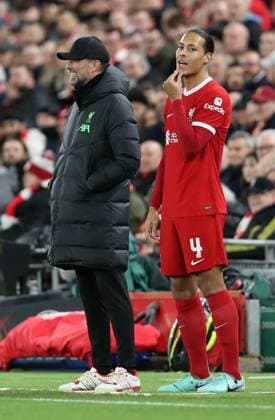 14th March 2024; Anfield, Liverpool, Merseyside, England; Europa League, Round of 16, Second Leg Football, Liverpool versus Sparta Prague; Virgil van Dijk of Liverpool prepares to make a second half substitute appearance  ActionPlus12618017 DavidxBlunsden