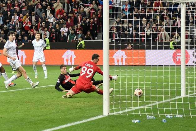Patrik Schick 14, Bayer Leverkusen scores the goal to 2 2 14 03 2024 Soccer Europa League, Bayer 04 Leverkusen vs Qarabag FK, BayArena, Leverkusen, NRW Germany Copyright: xpepphotox xHorstxMauelshagenx pep00321, pep_20240314_hm