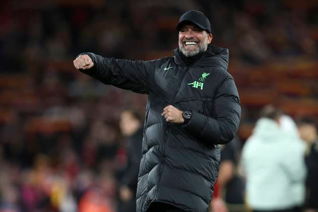 Sport Bilder des Tages Liverpool FC v AC Sparta Praha: Round of 16 Second Leg - UEFA Europa League 2023 24 Jurgen Klopp, Manager of Liverpool celebrates after the UEFA Europa League 2023 24 round of 16 second leg match between Liverpool FC and AC Sparta Praha at Anfield on March 14, 2024 in Liverpool, England. Liverpool Anfield England United Kingdom Copyright: xSportsphoto Sportsphoto APLx 13969524