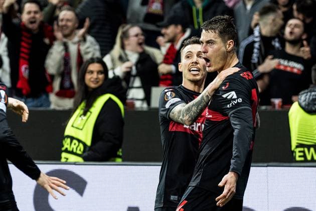 UEFA Europa League Bayer 04 Leverkusen Qarabag Agdam 14 03 2024 Patrick Schick celebrates to make it 2 2 Bayer 04 Leverkusen, 14 UEFA Europa League Bayer 04 Leverkusen Qarabag Agdam, BayArena Leverkusen on 14 03 2024 Copyright: xBEAUTIFULxSPORTS Wunderlx