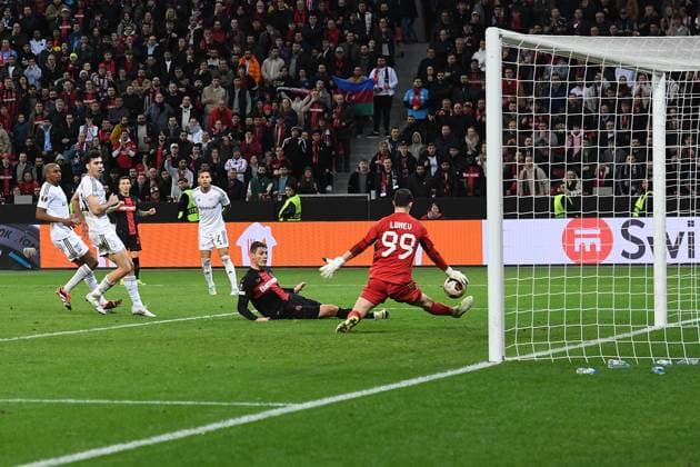 Soccer Europa League Round of 16 Bayer 04 Leverkusen Qarabag Agdam on 14 03 2024 at the BayArena in Leverkusen Goal to 2 2 by Patrik Schick Leverkusen xRx