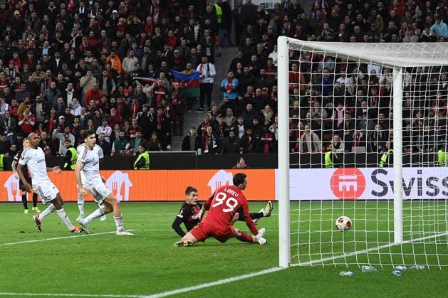 Soccer Europa League Round of 16 Bayer 04 Leverkusen Qarabag Agdam on 14 03 2024 at the BayArena in Leverkusen Goal to 2 2 by Patrik Schick Leverkusen xRx