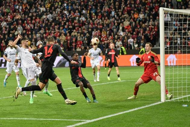 Patrik Schick 14, Bayer Leverkusen scores the goal for 3 2 14 03 2024 Soccer Europa League, Bayer 04 Leverkusen vs Qarabag FK, BayArena, Leverkusen, NRW Germany Copyright: xpepphotox xHorstxMauelshagenx pep00321, pep_20240314_hm