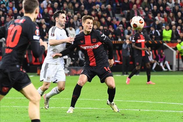 LEVERKUSEN, GERMANY - 14.03.24: The match of match UEFA Europa League Bayer 04 Leverkusen vs Qarabag FK at Bayarena  Copyright: xVITALIIxKLIUIEVx