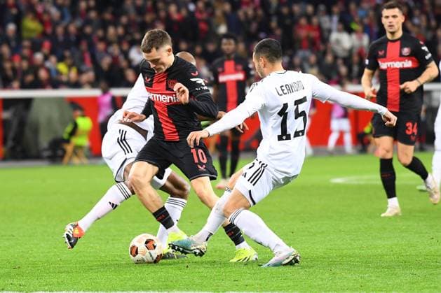 LEVERKUSEN, GERMANY - 14.03.24: The match of match UEFA Europa League Bayer 04 Leverkusen vs Qarabag FK at Bayarena  Copyright: xVITALIIxKLIUIEVx