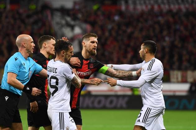 LEVERKUSEN, GERMANY - 14.03.24: The match of match UEFA Europa League Bayer 04 Leverkusen vs Qarabag FK at Bayarena  Copyright: xVITALIIxKLIUIEVx