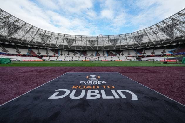 Soccer UEFA Europa League 2023 2024, Round of 16, West Ham United SC Freiburg, London Olympic Stadium Impression Stadium, architecture, grandstand, pitch, symbolic image, Europa League, Road to Dublin Final London Olympic Stadium England Copyright: xArnexAmbergx