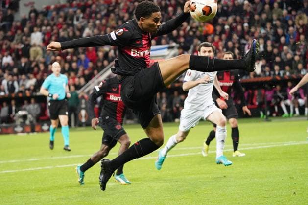 Football, UEFA Europa League 2023 2024, Bayer 04 Leverkusen Qarabag FK, 14 03 2024, Bayarena Leverkusen, Amine Adli Bayer 04 Leverkusen, action, single image,