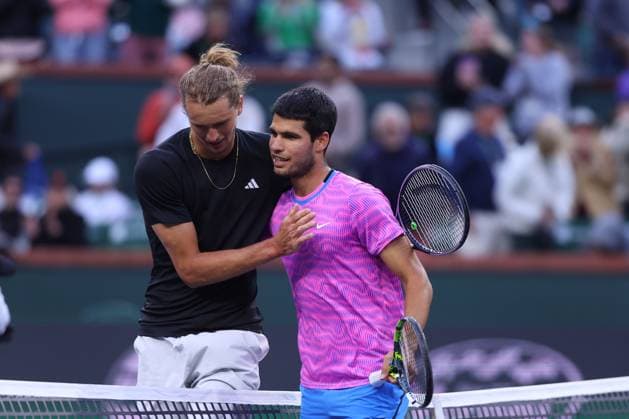 Carlos Alcaraz (Spa) vs Alexander Zverev TENNIS : Indian Wells 2024 - 14 03 2024 AntoineCouvercelle Panoramic 