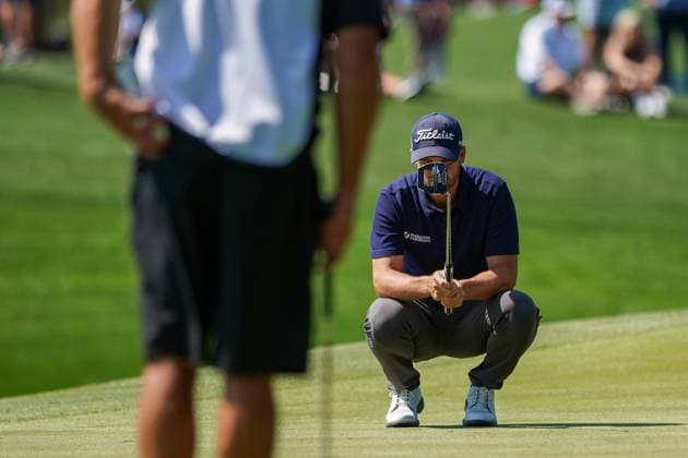 March 15, 2024, Ponte Vedra Beach, Florida, United States: WYNDHAM CLARK (USA) lines up a putt on the 3rd green during the second round of the 2024 PLAYERS Championship at TPC Sawgrass. Ponte Vedra Beach United States - ZUMAw109 20240315_fap_w109_004 Copyright: xDebbyxWongx