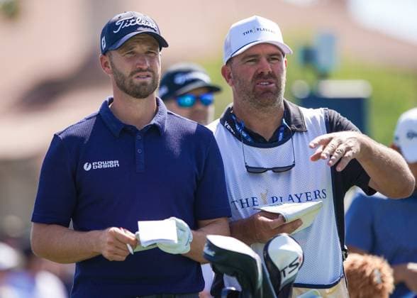 March 15, 2024, Ponte Vedra Beach, Florida, United States: WYNDHAM CLARK (L) and his caddie JOHN ELLIS wait on the 3rd tee during the second round of the 2024 PLAYERS Championship at TPC Sawgrass. Ponte Vedra Beach United States - ZUMAw109 20240315_fap_w109_007 Copyright: xDebbyxWongx