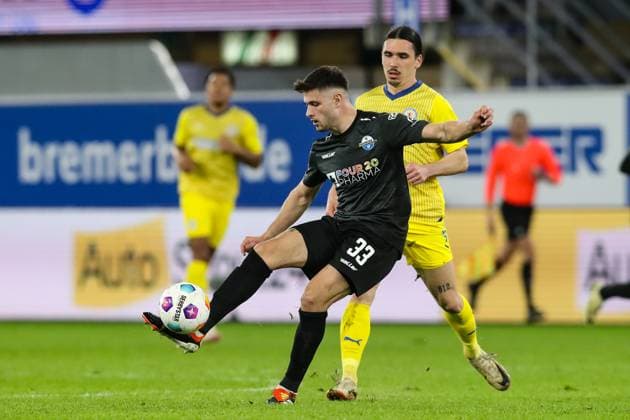 Marcel Hoffmeier SC Paderborn,33 vs Rayan Philippe Eintracht Braunschweig,9 2 Soccer Bundesliga Season 2023 2024 SC Paderborn vs Eintracht Braunschweig at the Home Deluxe Arena in Paderborn Action,Soccer,Man,Men,Germany,15 03 2024