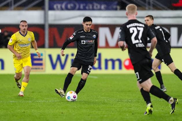 Raphael Obermair SC Paderborn,23 2 Soccer Bundesliga Season 2023 2024 SC Paderborn vs Eintracht Braunschweig at the Home Deluxe Arena in Paderborn Action,Soccer,Man,Men,Germany,15 03 2024