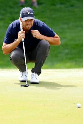 PONTE VEDRA BEACH, FL - MARCH 15: PGA, Golf Herren golfer Wyndham Clark lines up a birdie putt on the 9th hole during The Players Championship on March 15, 2024, at TPC Sawgrass in Ponte Vedra Beach, Florida. (Photo by Brian Spurlock Icon Sportswire) GOLF: MAR 15 PGA THE PLAYERS Championship EDITORIAL USE ONLY Icon2403155