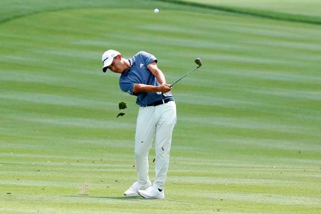 PONTE VEDRA BEACH, FL - MARCH 15: PGA, Golf Herren golfer Collin Morikawa hits an iron shot on the 9th hole during The Players Championship on March 15, 2024, at TPC Sawgrass in Ponte Vedra Beach, Florida. (Photo by Brian Spurlock Icon Sportswire) GOLF: MAR 15 PGA THE PLAYERS Championship EDITORIAL USE ONLY Icon24031537