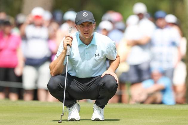 PGA, Golf Herren Golf 2024: THE PLAYERS Championship MAR 15 March 15, 2024: Jordan Spieth sizes up his putt on the 4th hole during the second round of THE PLAYERS Championship at TPC Sawgrass in Ponte Vedra, FL. Gray Siegel CSM (Credit Image: Â Gray Siegel Cal Media) Ponte Vedra Florida United States of America EDITORIAL USE ONLY Copyright: xx ZUMA-20240315_zma_c04_097.jpg GrayxSiegelx csmphotothree242530