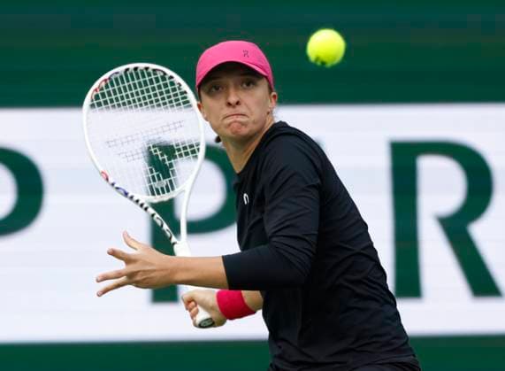 March 15, 2024 Iga Swiatek of Poland returns a shot against Marta Kostyuk of the Ukraine in their Semifinal match during the BNP Paribas Open in Indian Wells, CA. CSM Indian Wells United States of America - ZUMAc04_ 20240315_zma_c04_137 Copyright: xCharlesxBausx